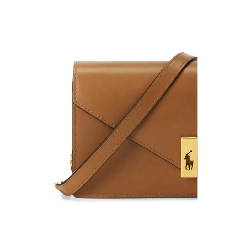 Polo Ralph Lauren Cow Leather Chain Money Clip Crossbody Bag Shoulder Bag Women's Brown-4