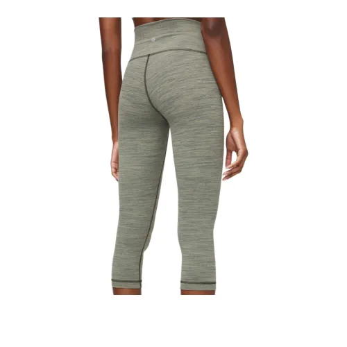 Lululemon Wunder Under Athletic Trousers Women's Gray Green
