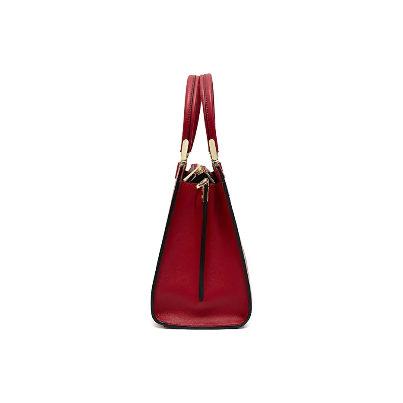 Vigno Synthetic Leather Tote Bag Shopping Bag Handbag Regular Women's Apricot/Red-24