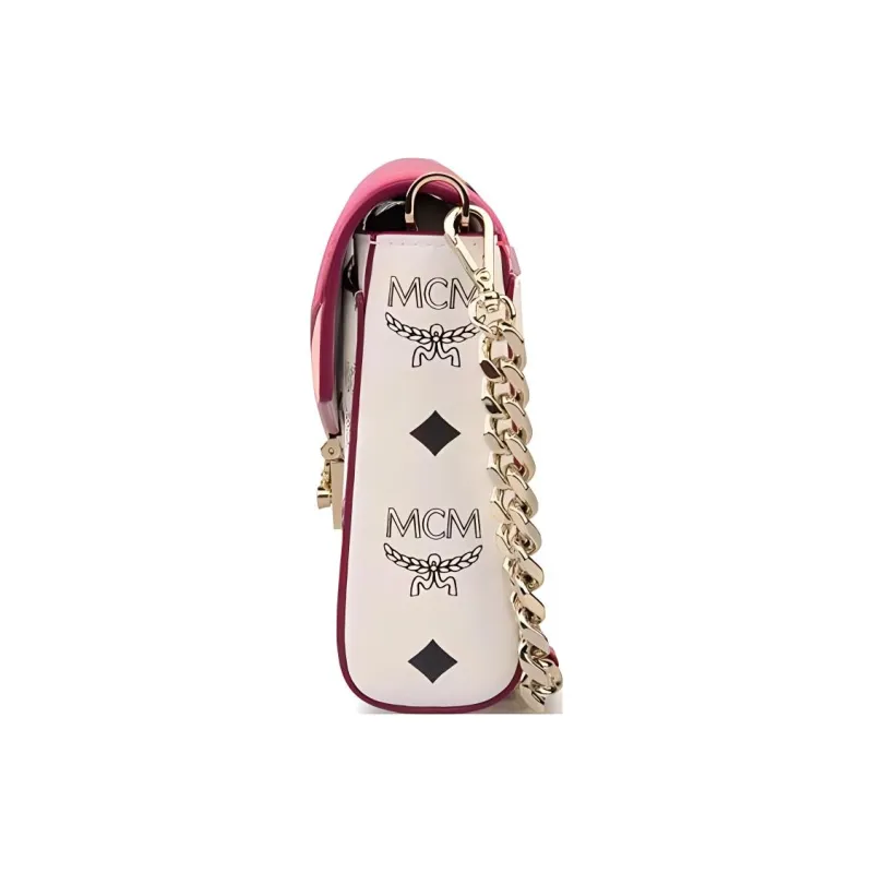 MCM Millie Visetos Leather Envelope Bag Shoulder Bag Crossbody Bag Medium Size Women's Pink-1