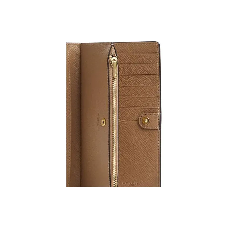 COACH Slim Wallet Cross-Stitch Leather Wallet Small Size Women's Chalk White-3