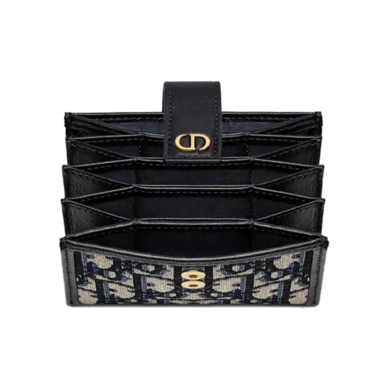 DIOR 30 Montaigne Leather Card Holder Unisex Blue-3