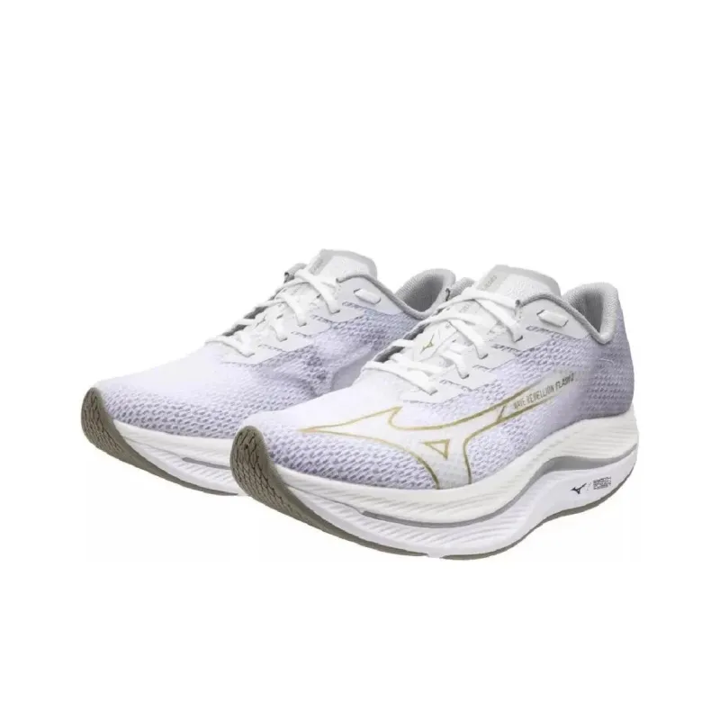 Mizuno Wave Rebellion Flash Anti-Slip Wear-Resistant Low-Top Running Shoes Men's White Gold Gray-2