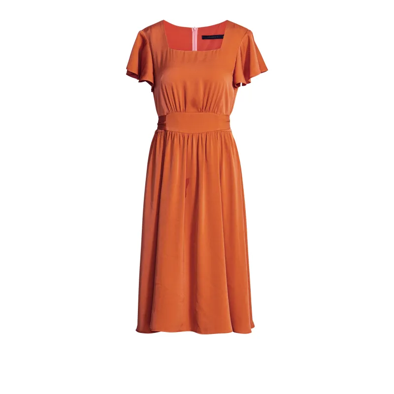 ROEYSHOUSE Short Sleeved Dress Women's Orange Red-0