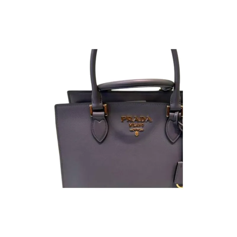 PRADA Leather Handbag Women's Gray Purple-1