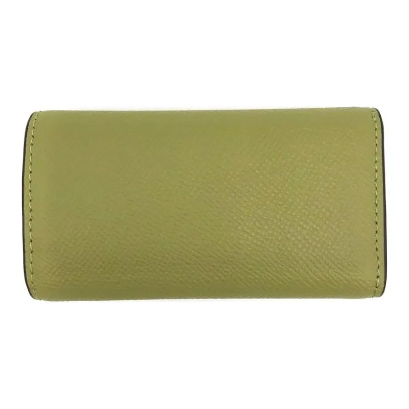 COACH Leather Clutch Key Pouch Women's Brass With Moss-1