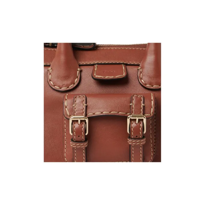 Chloe Buffalo Leather Shoulder Bag, Crossbody Bag, Handbag Mini Women's Brown-4