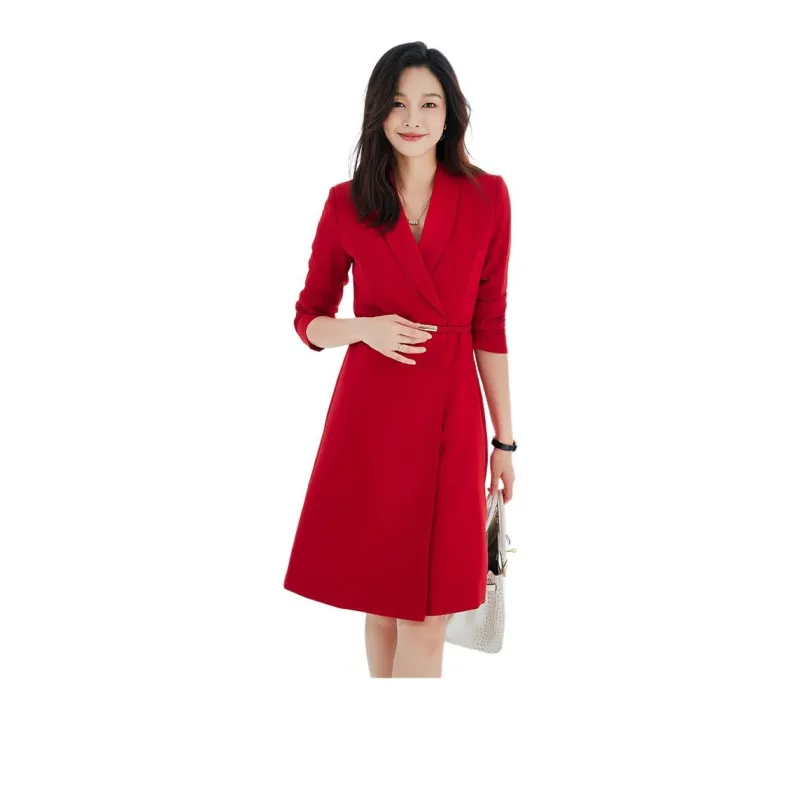 ONE SHALLOW Long Sleeved Dresses Women's Red-1