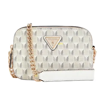 GUESS Artificial Leather Camera Crossbody Bag Women's Ecru
