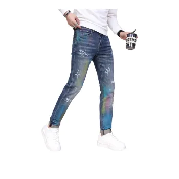 PAINT STAIN Jeans Unisex Blue