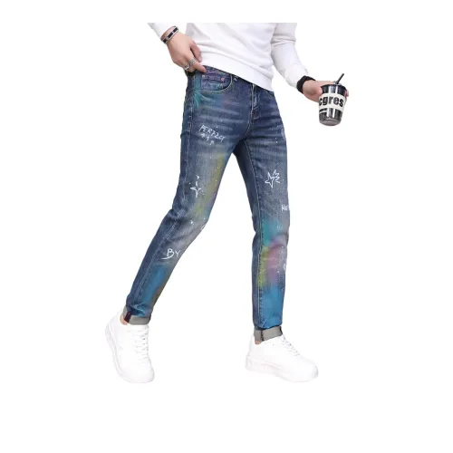 PAINT STAIN Jeans Unisex Blue