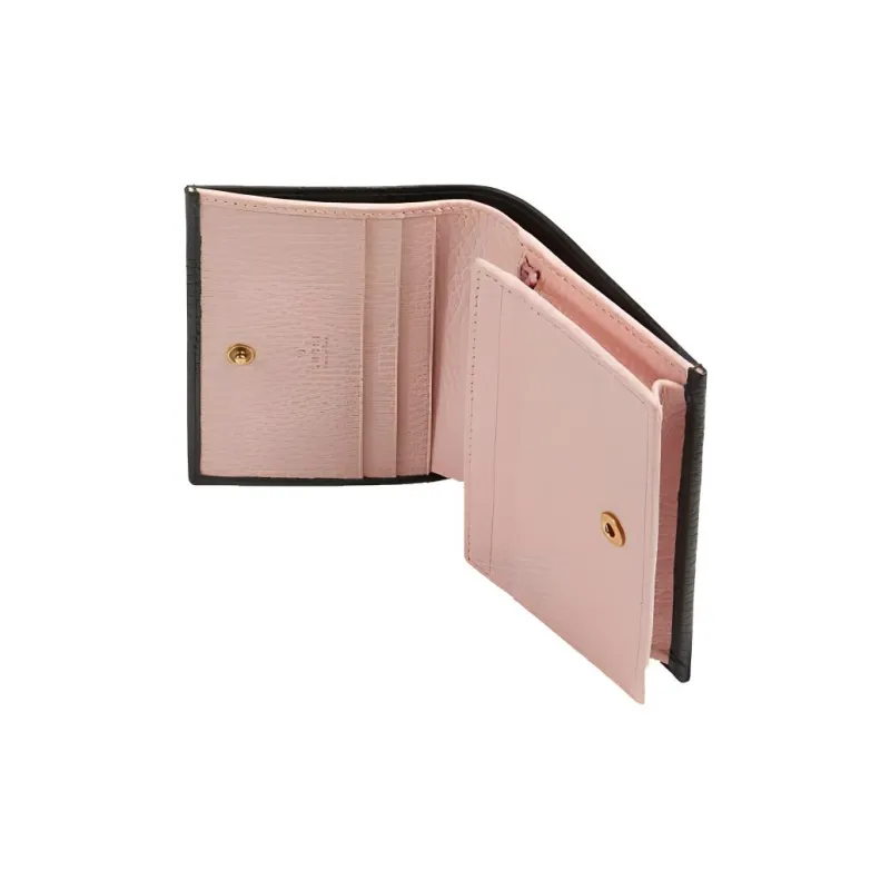 GUCCI Leather Card Holder Women's Black-4