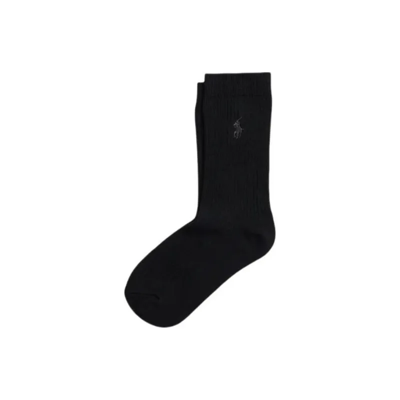Polo Ralph Lauren Embroidered Pony Crew Socks Mid-Calf Socks Women's 1 Pack Black-0