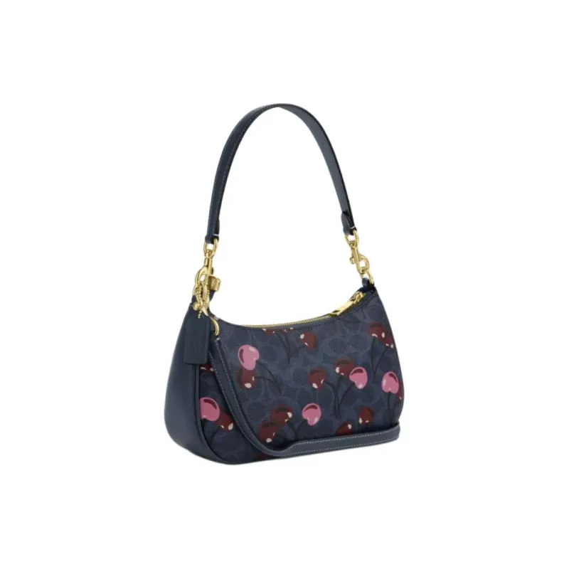 COACH Teri Coated Canvas Crossbody Handbag, Shoulder Bag Small Size Women's Blue-1