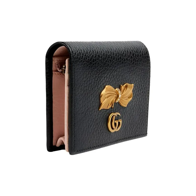 GUCCI Leather Card Holder Women's Black-1