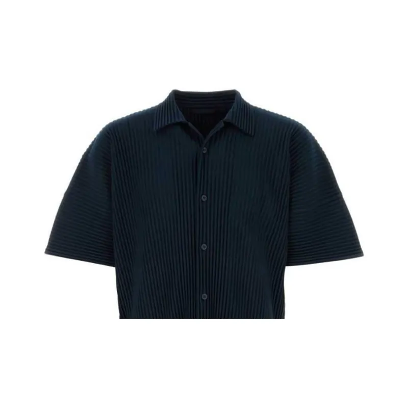 Homme Plissé Issey Miyake Shirt Men's Dark Blue-4