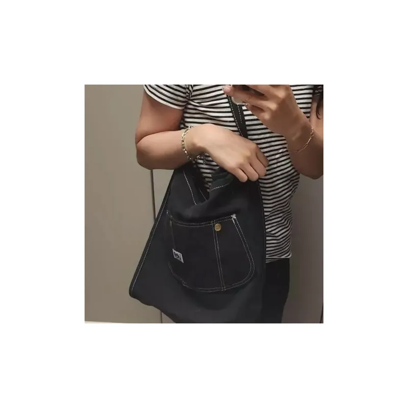 Lee Cotton Tote Bag, Shopping Bag, Shoulder Bag Regular Women's Indigo Dark Color-5
