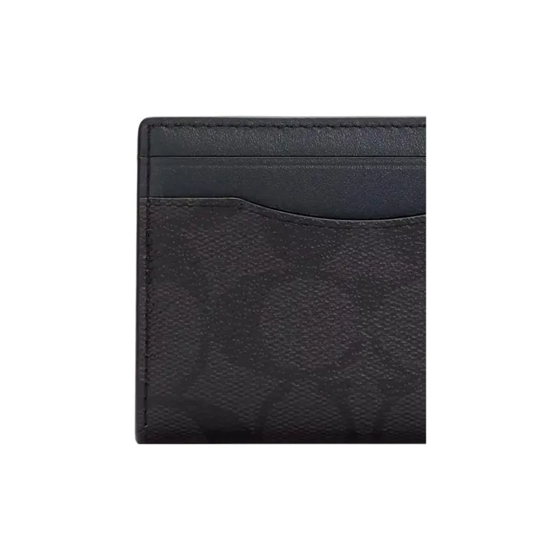 COACH Card Case Leather Card Holder Small Size Unisex Black-1
