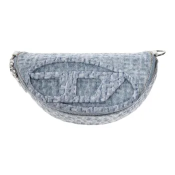 DIESEL Cotton With Cow Leather Crossbody Bags Fanny Pack Women's Blue