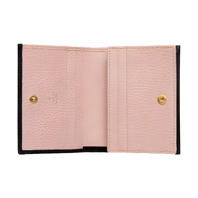GUCCI Leather Card Holder Women's Black-3