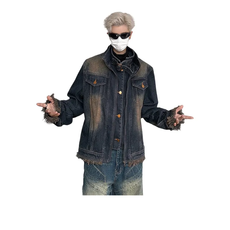 PAINT STAIN Denim Jacket Unisex Blue-12