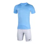 Blue top + white short shorts