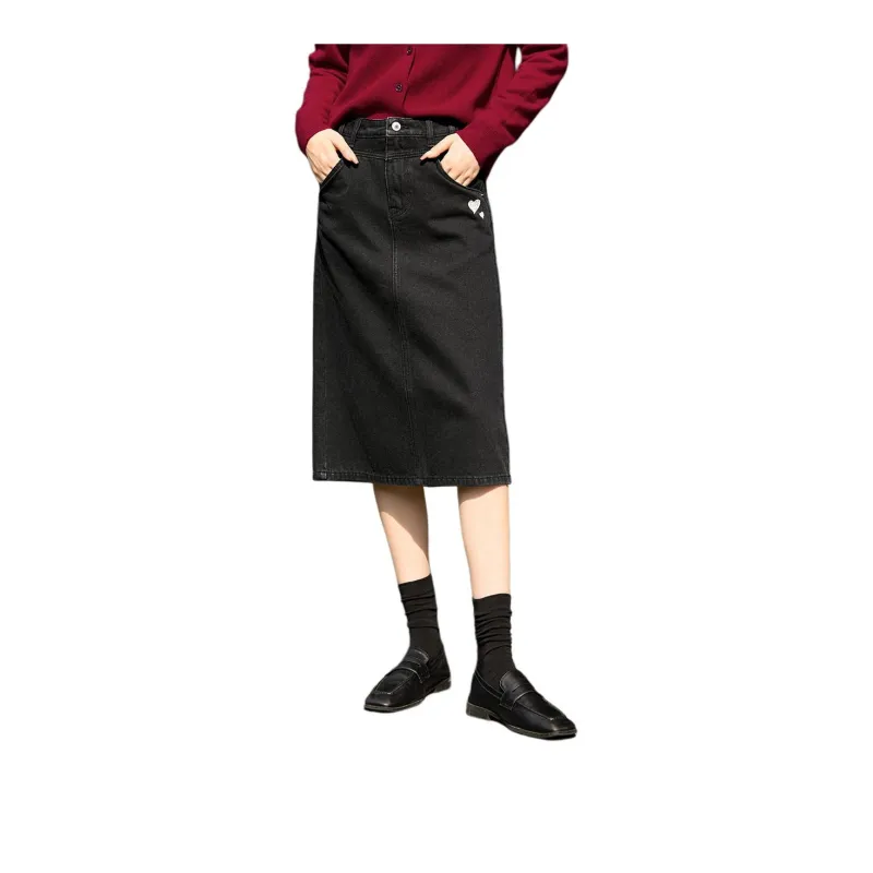 XWI Denim Long Skirt Women's Black-1