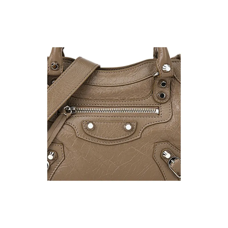 Balenciaga Balenciaga Luggage Collection Sheepskin Biker Bag Crossbody Shoulder Bag Mini Women's Brown-4