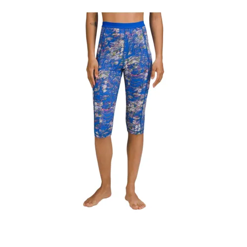 Lululemon Swimming Shorts Women's Speed Flower Leaf Blue Bellflower Mixed Color