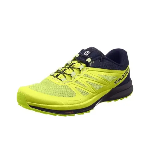 SALOMON Anti Slip Wear Resistant Low Top Casual Trail Running Marathon Running Shoes Men's Green Yellow