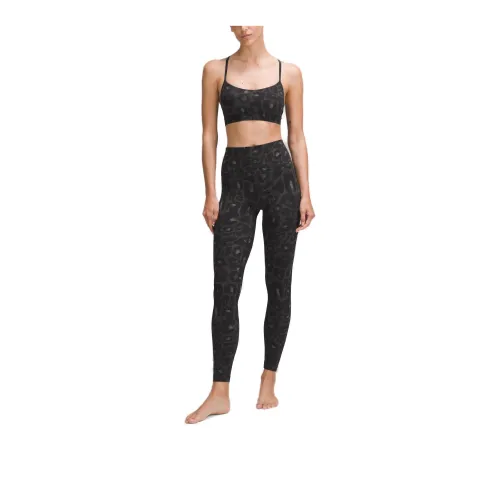 Lululemon Flow Y Bra Nulu Sports Underwear Women's Leopard Print Spray Black Multicolor