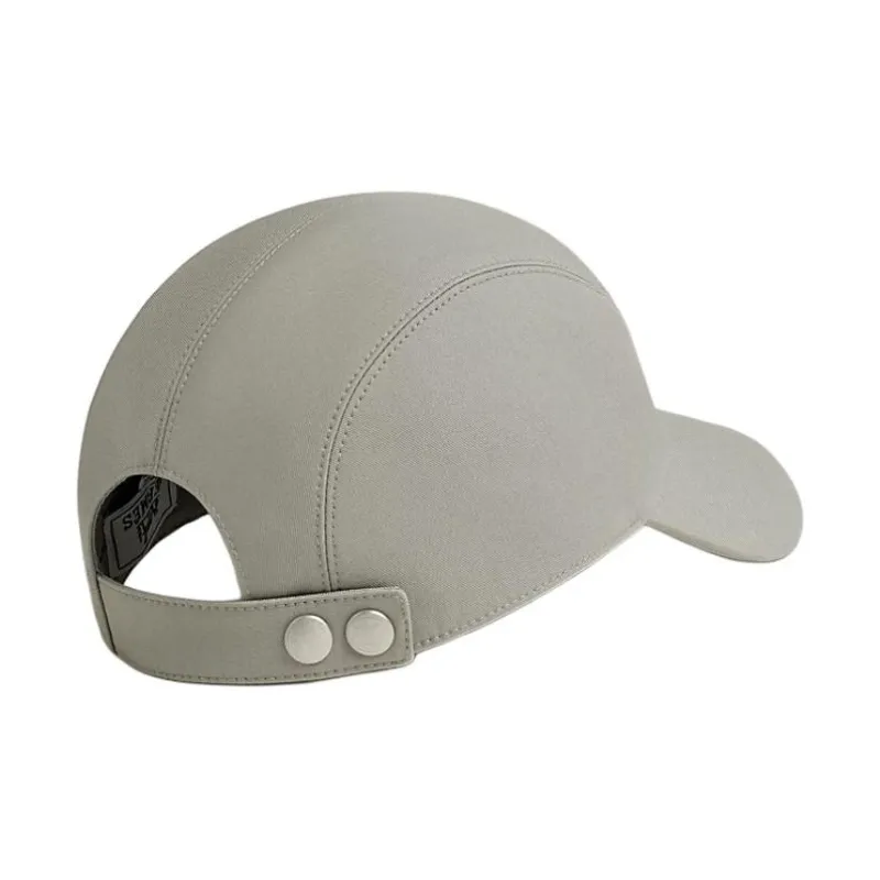 HERMES Cotton Swift Calfskin, Palladium Plated Horse Buckle, Silk Baseball Caps Men's Gray-1