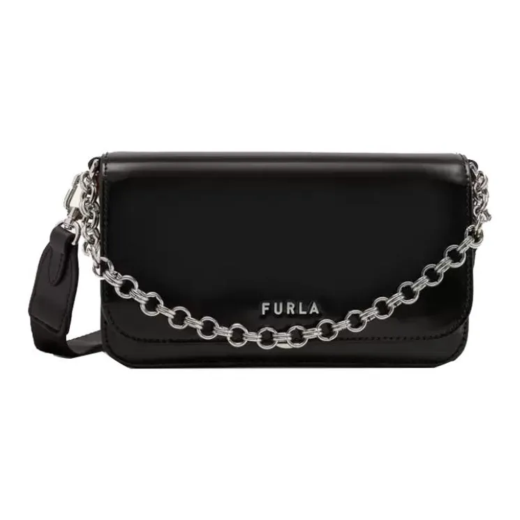 Furla Splendida Leather Shoulder Bag, Portable Crossbody Bag Mini Women's Black-0