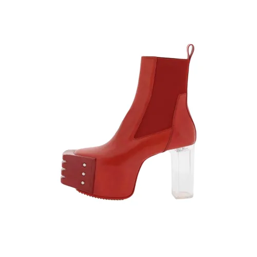 RICK OWENS/RO Short Chelsea Boots 13cm Men's Red