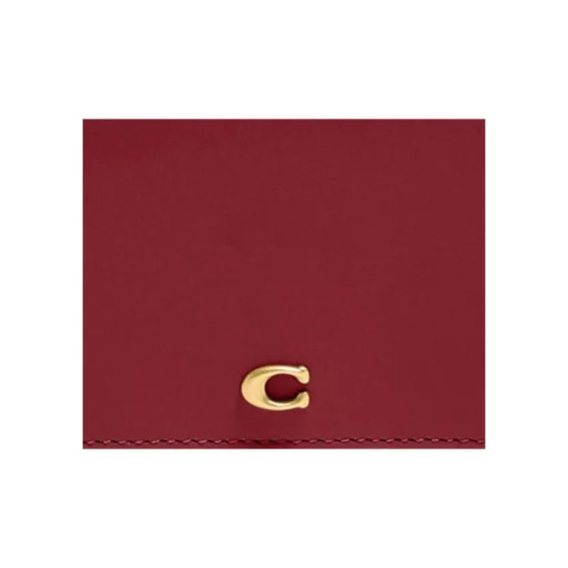 COACH Slim Wallet Premium Calfskin Wallets Card Holders Mini Women's Cherry Red-2