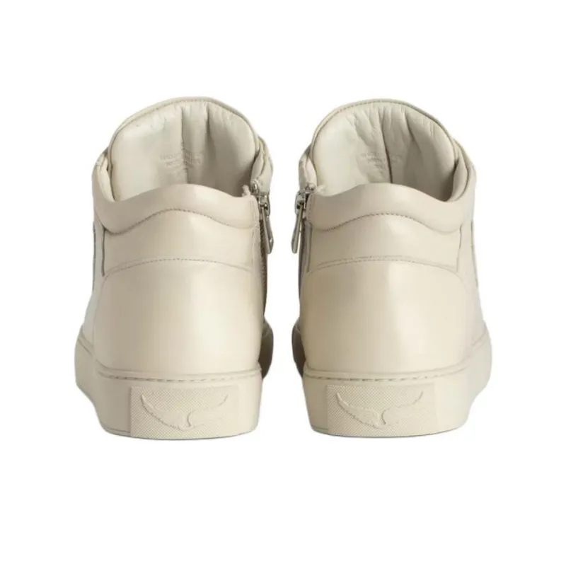 Zadig & Voltaire Mid Fly Mid Top Skateboard Shoes Women's Beige-3