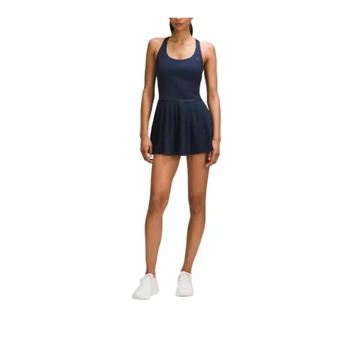 Lululemon Scoop-Neck Pleated Sleeveless Dress Women's Marine Blue