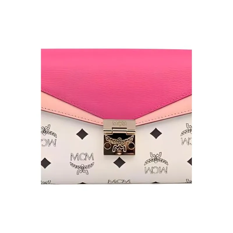 MCM Millie Visetos Leather Envelope Bag Shoulder Bag Crossbody Bag Medium Size Women's Pink-3