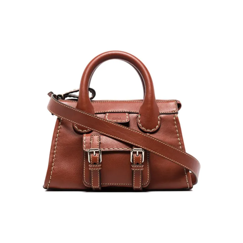 Chloe Buffalo Leather Shoulder Bag, Crossbody Bag, Handbag Mini Women's Brown-1
