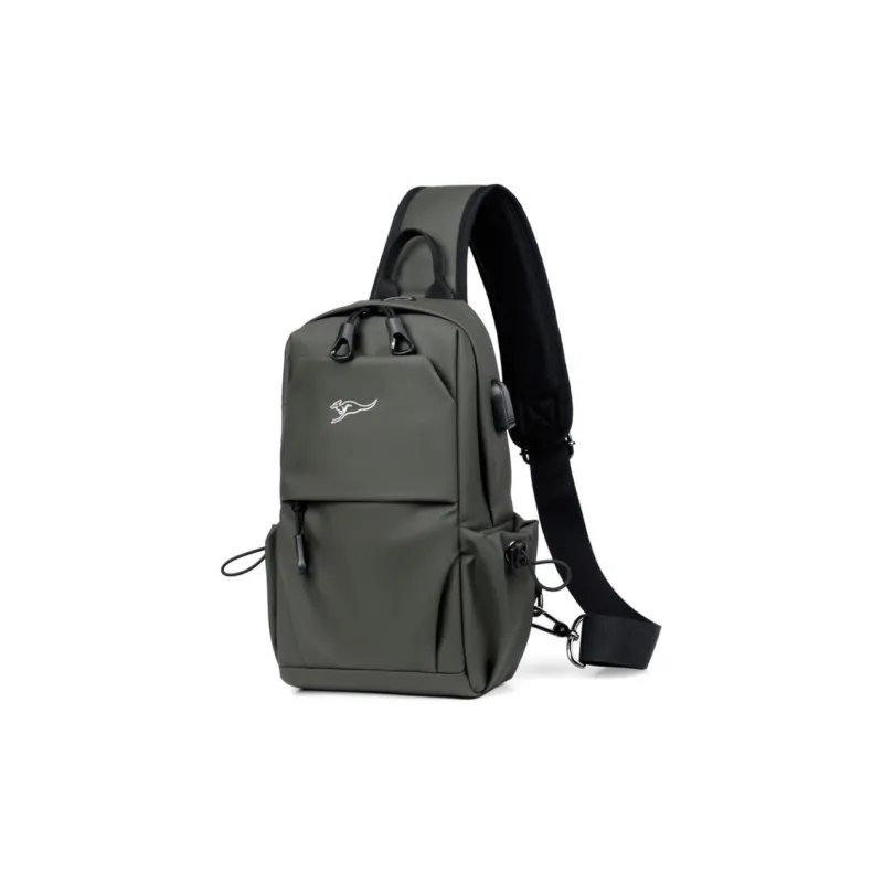 Dusen Kangaroo Oxford Shoulder Bag, Sling Bag Regular Men's Gray/Army Green/Black-3
