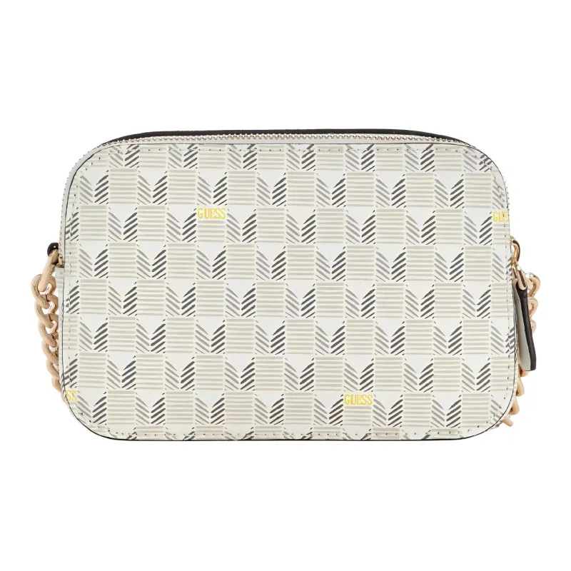GUESS Artificial Leather Camera Crossbody Bag Women's Ecru-2