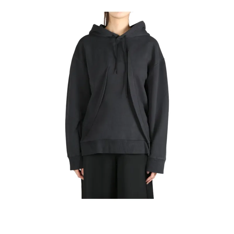 MM6 Maison Margiela Pleated Jersey Hoodie 'Washed Black'-1