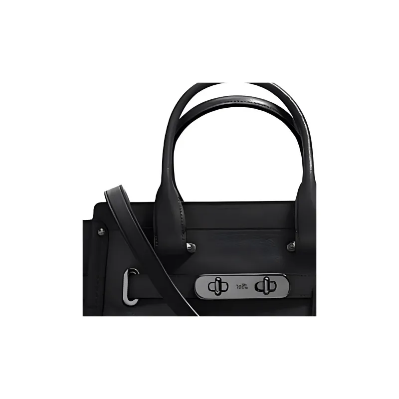COACH Swagger Soft Grained Leather Handbag Shoulder Bag Crossbody Bag Large Size Women's Black-1