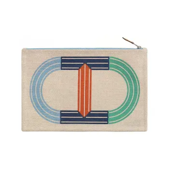 HERMES MAILLON MARIN Cotton With Canvas And Calfskin Canvas Bag Clutch Women's Ocean & Brickstone & Water
