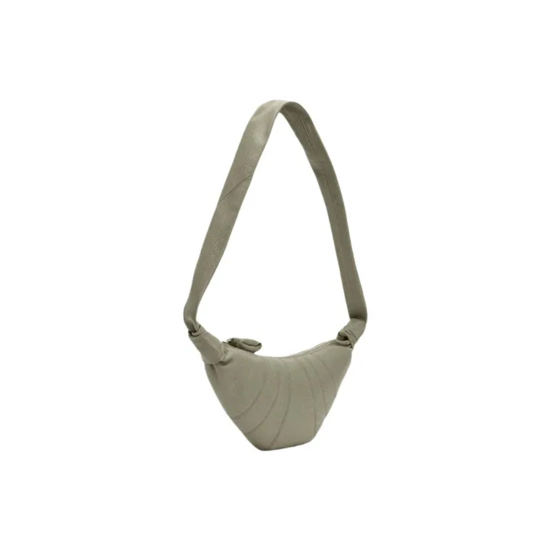 Lemaire Croissant Series Leather Croissant Bag, Portable Crossbody Bag, Shoulder Bag Trumpets Unisex Khaki Green-1