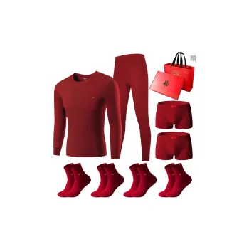 SEPTWOLVES Thermal Set Men's Gift Box Set+Shopping Bag Burgundy