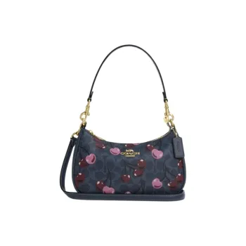 COACH Teri Coated Canvas Crossbody Handbag, Shoulder Bag Small Size Women's Blue
