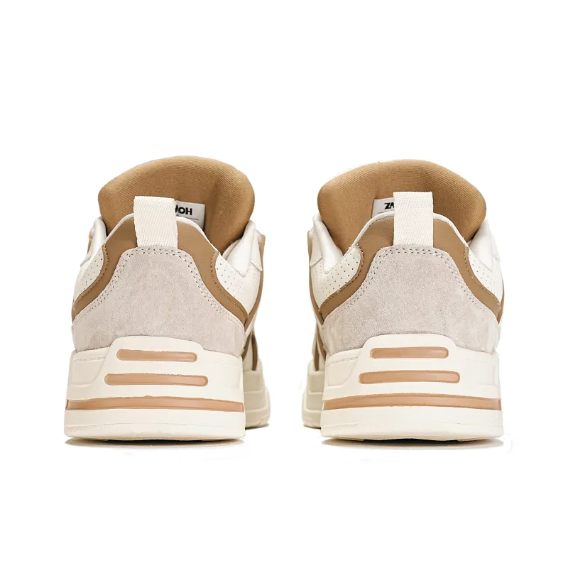 ZMOH Low-Top Skateboard Shoes Unisex Beige/Light Brown-4