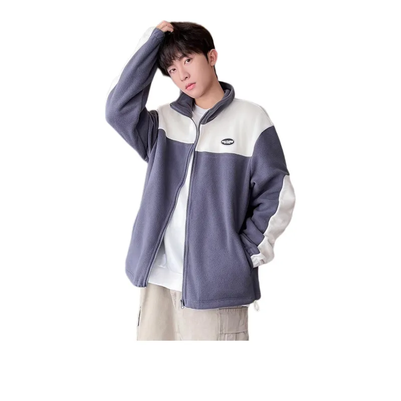 Tonlion Velvet Jackets Men Blue Gray-0