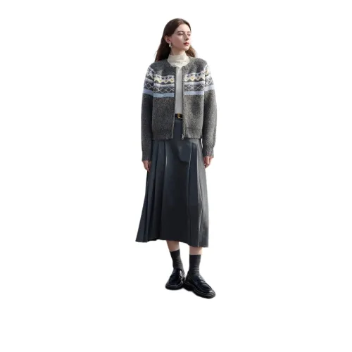 3COLOUR FW24 Sweater Women's Stone Gray Geometry